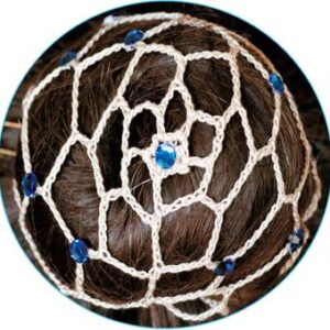 Beige hair net for chignon with sapphire Blue.jpg